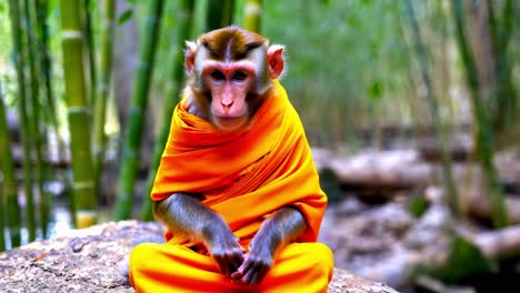 monkey monk in a forest