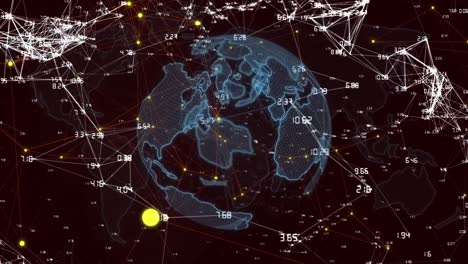 animación de la red de conexiones con números y globo