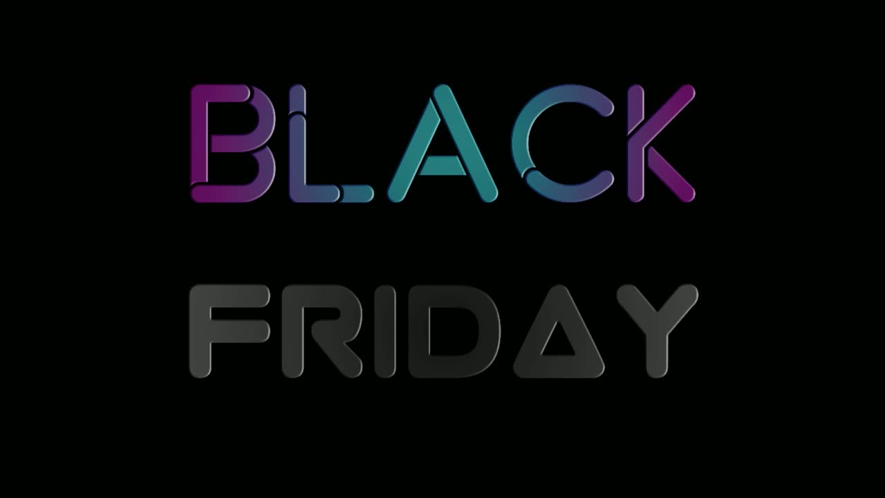 viernes negro letrero de neón animación luz fluorescente brillante banner fondo negro