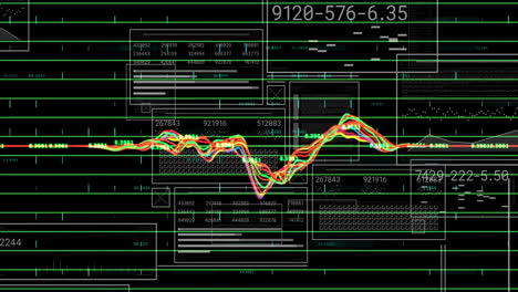 animación del procesamiento de datos sobre un fondo negro