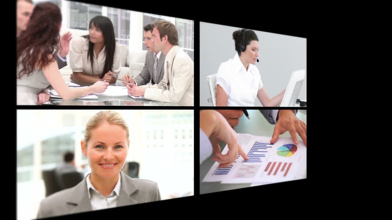 varios clips cortos sobre personas de negocios en el trabajo