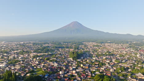 aerial view of mount fuji and surrounding city