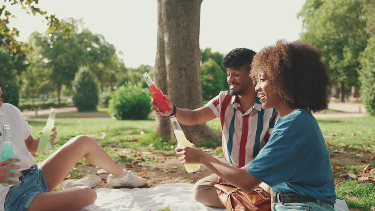 Amici che fanno un picnic nel parco