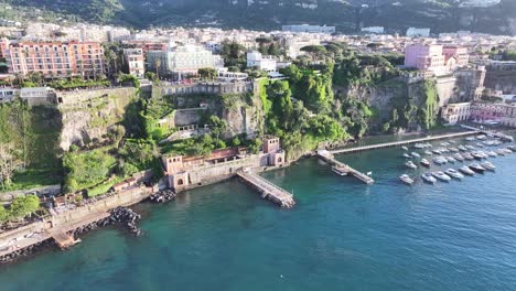sunset sorrento coast at sorrento in naples italy. beach landscape. giant cliffs scene. sorrento coast at naples italy. sunset skyline. gulf of naples mediterranean sea. amalfi coast skyline.