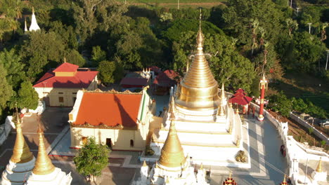 aerial close up of golden pagoda, myanmar