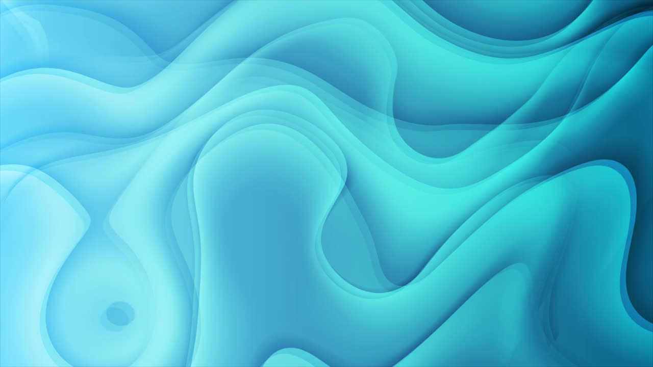 Abstract shiny light blue fluid flowing waves video animation