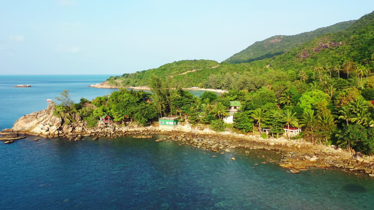 Thailand coast, Mountains covered with the tropical rainforest and endless ocean. Aerial background