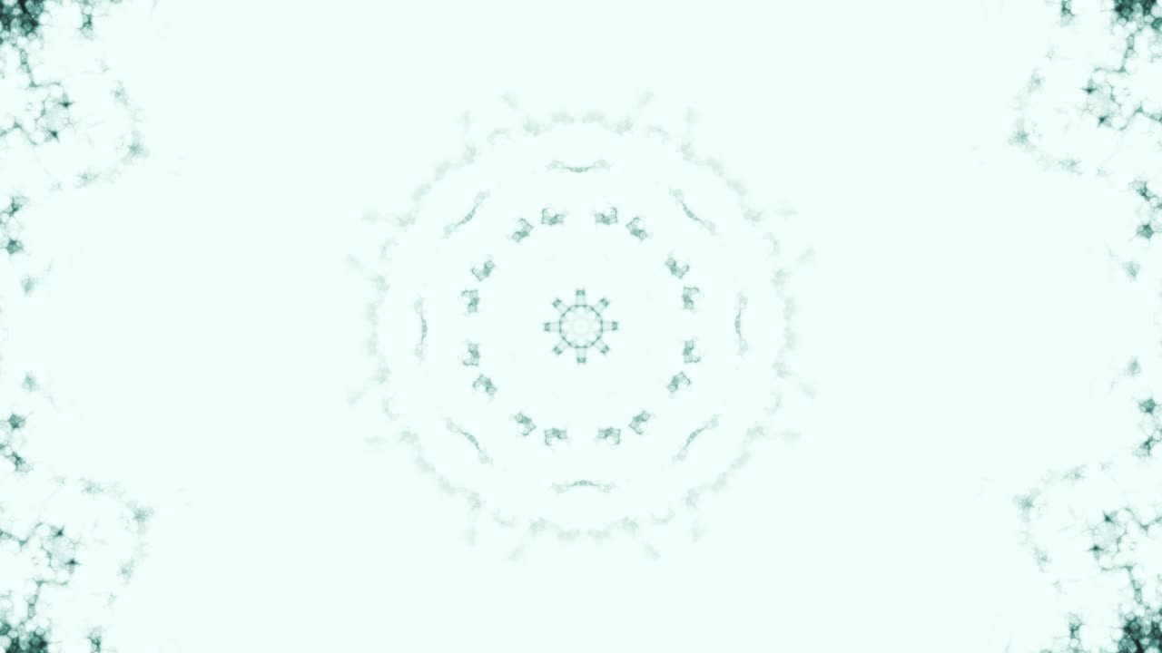 Kaleidoscope sequence ink patterns. 4k Abstract white and blue motion graphics background. Or for yoga, clubs, shows, mandala, fractal animation. Beautiful bright ornament. Seamless loop.
