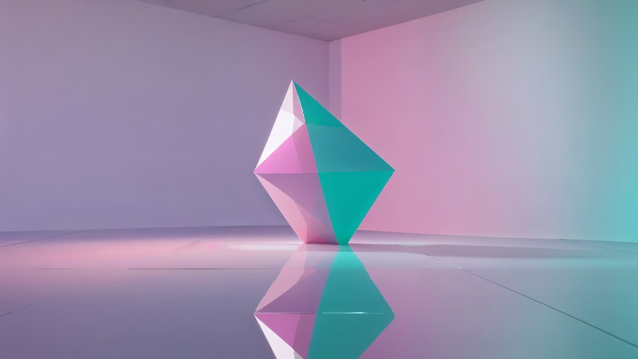 Abstract Geometric Bipyramid with Pink and Teal Gradient Lighting