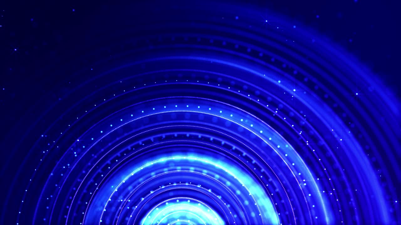 보케와 빛 효과가 있는 4k 루프 과학 소설 입자 배경: 빛나는 파란색 입자가 선, 구, 미세 세계 또는 공간과 같은 부드러운 움직임으로 복잡한 구조를 형성합니다.