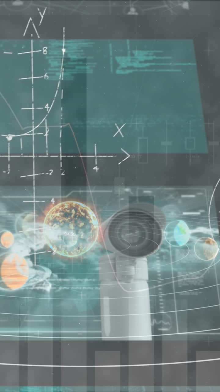 animación del sistema solar y ecuaciones matemáticas con procesamiento de datos
