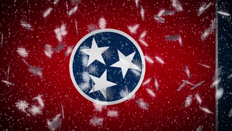 bandera de tennessee caída de nieve, año nuevo y fondo de navidad, bucle
