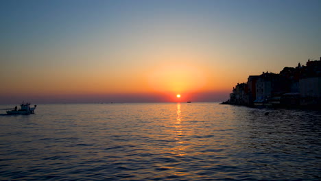 sunset at rovinj, croatia in panoramic view