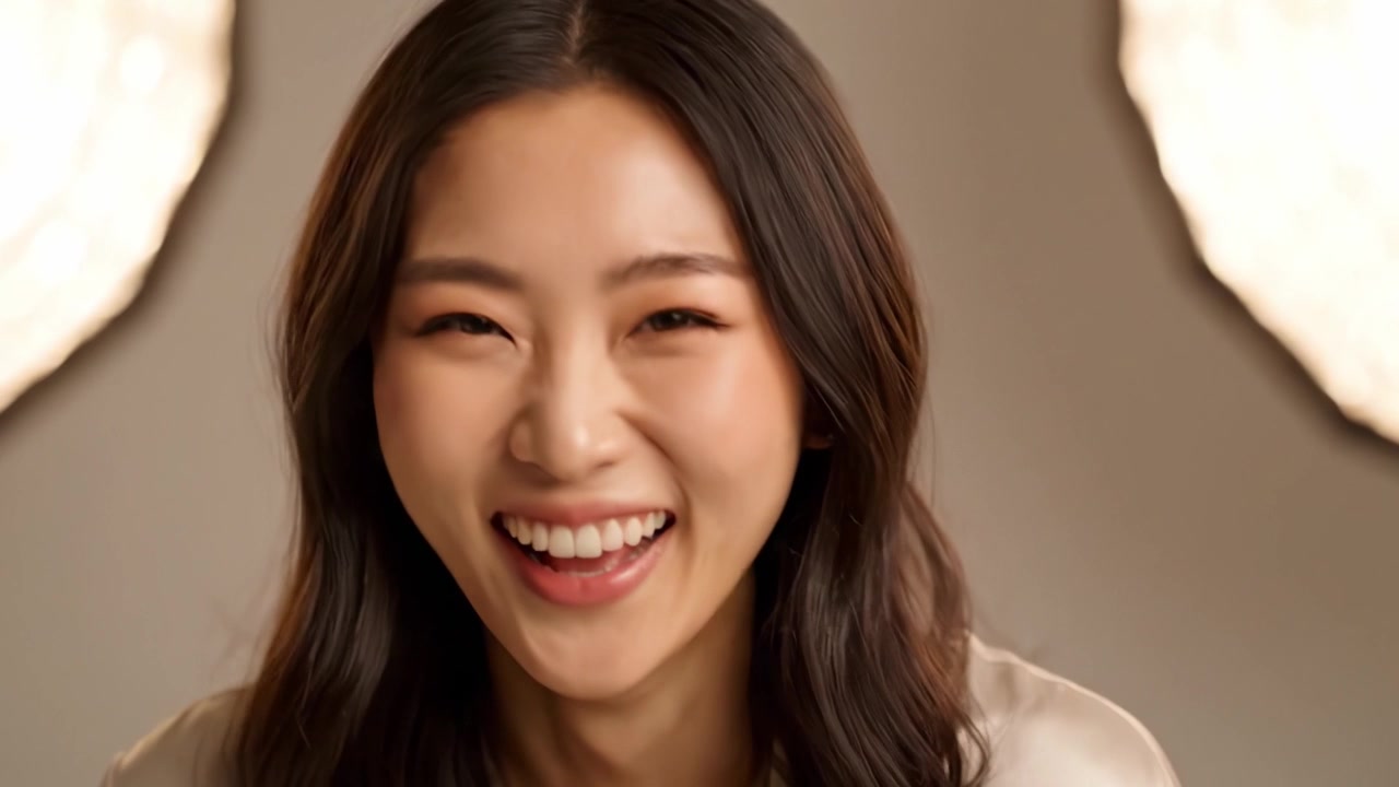 피사체의 매력과 따뜻한 개성을 강조하며, 기쁨과 표현의 아름다운 여정을 두 프레임에 담아낸 환한 미소