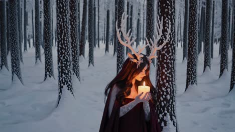 winter forest fairy with candle