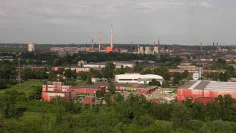 aerial view of the panorama of the industrial part of ostrava