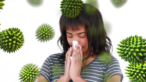 digital composite of a woman sneezing