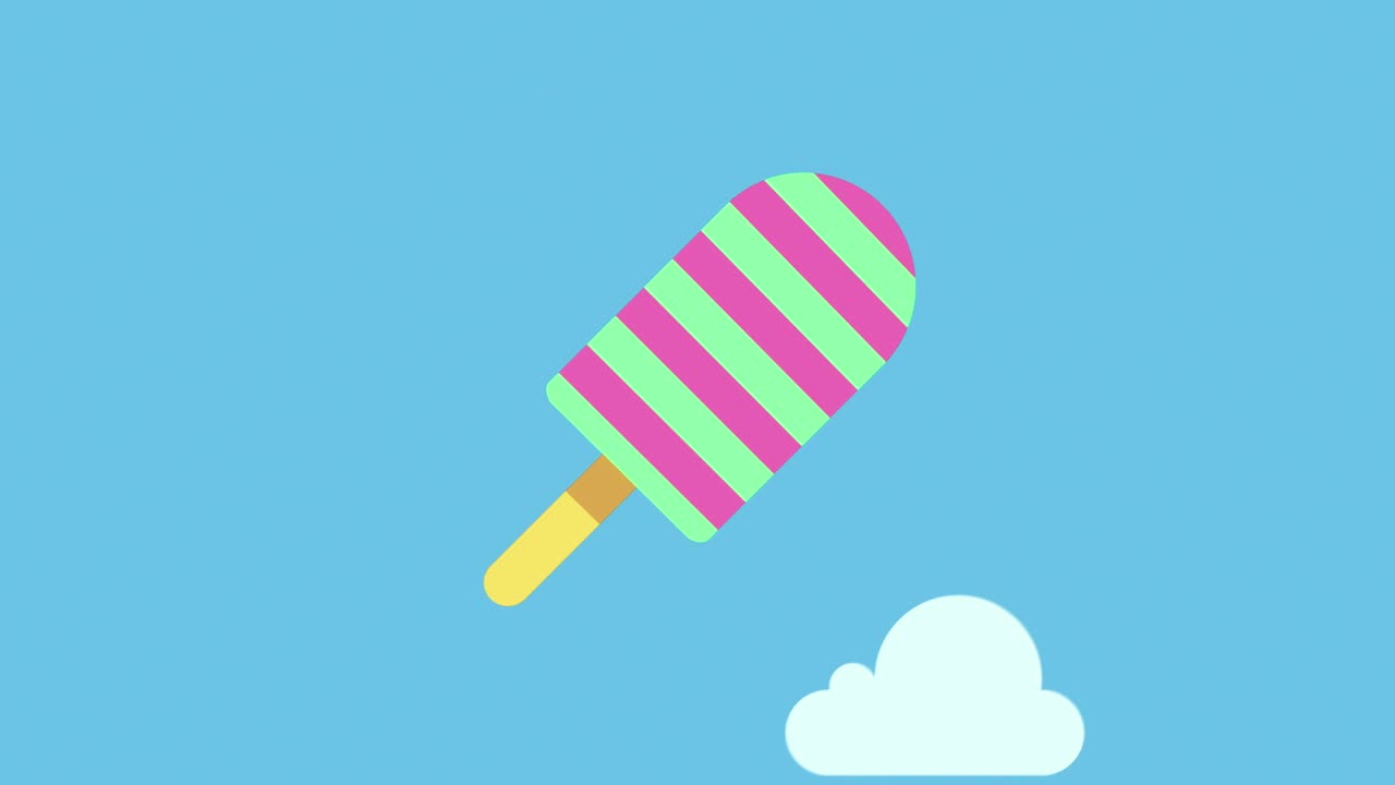 Cartoon popsicle with stripes on a blue background