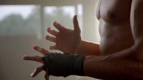 shirtless man training