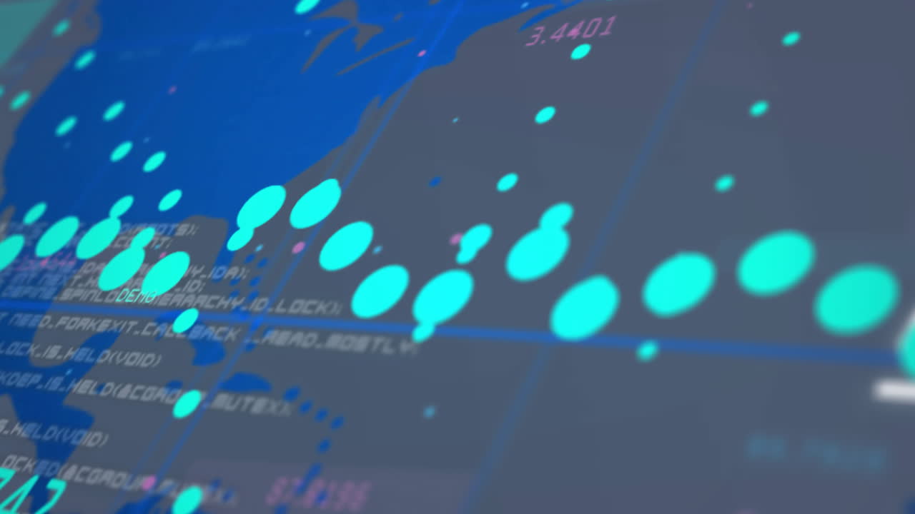 회색 배경에 금융 데이터 처리 및 세계 지도의 애니메이션