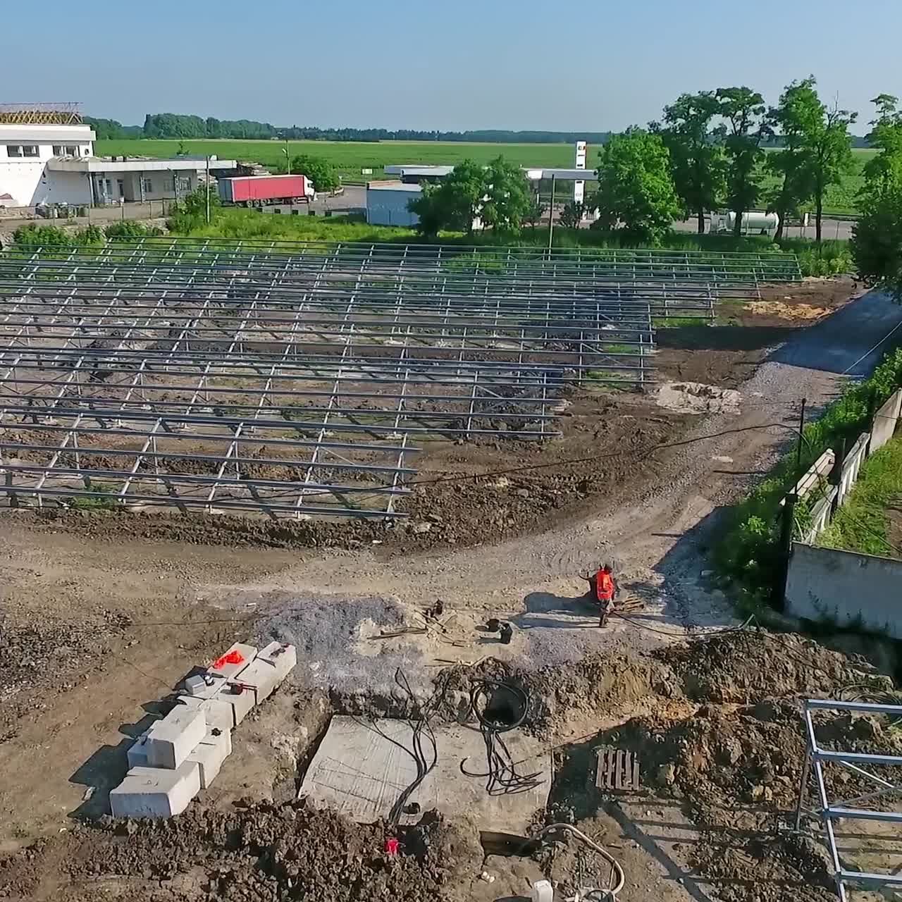 vista aérea del sitio de construcción