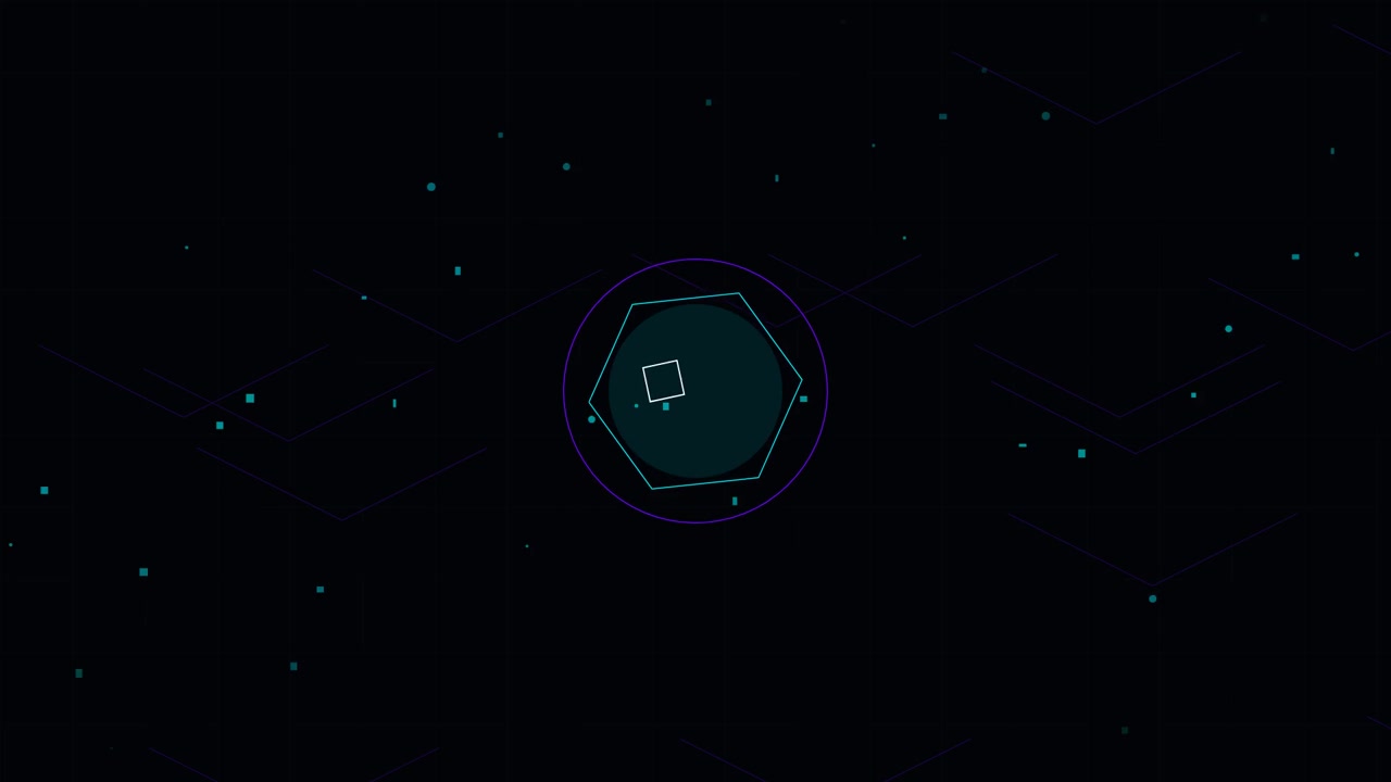 Abstract Motion Graphics Featuring Rotating Geometric Shapes and Particles