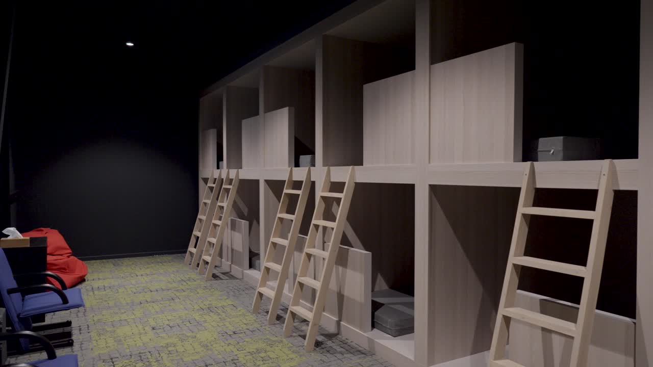 Corporate chill-out zone with bunk relaxation pods