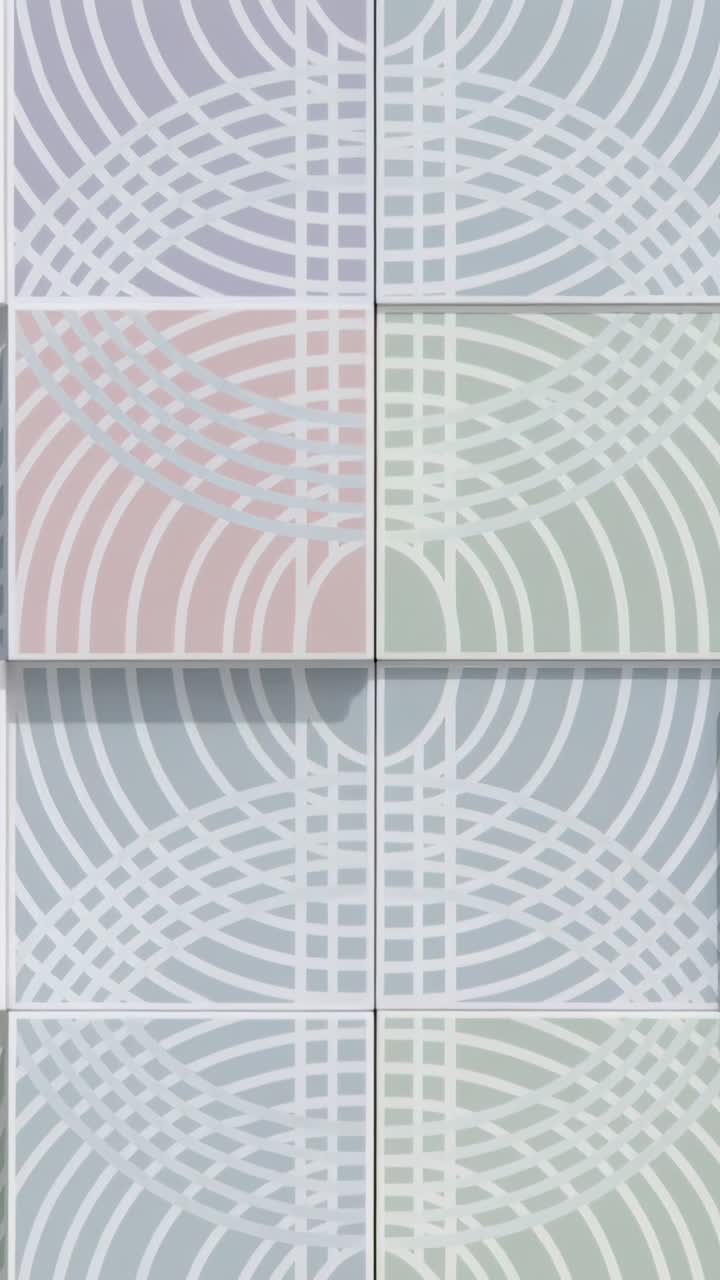 Video verticale: Registrazione, ripresa con telecamera di sei pannelli con archi bianchi e giunture in galleria.