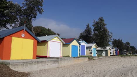 vibrant beach boxes along mornington peninsula shoreline