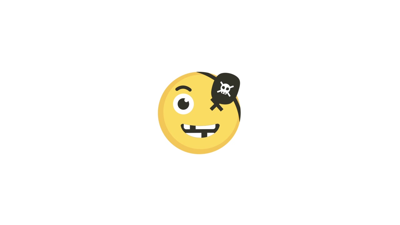 Animated Pirate Emoji with Eye Patch and Missing Teeth