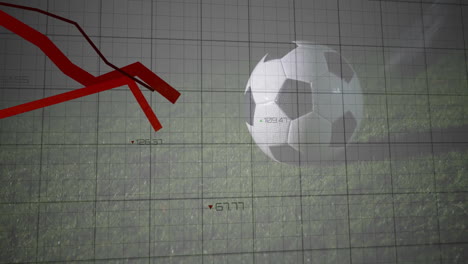 Animation-Eines-Abnehmenden-Diagramms-über-Grashintergrund-Mit-Fußball