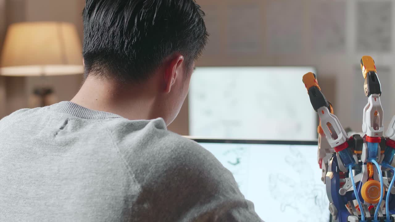 노트북에서 로 팔로 일하는 사람