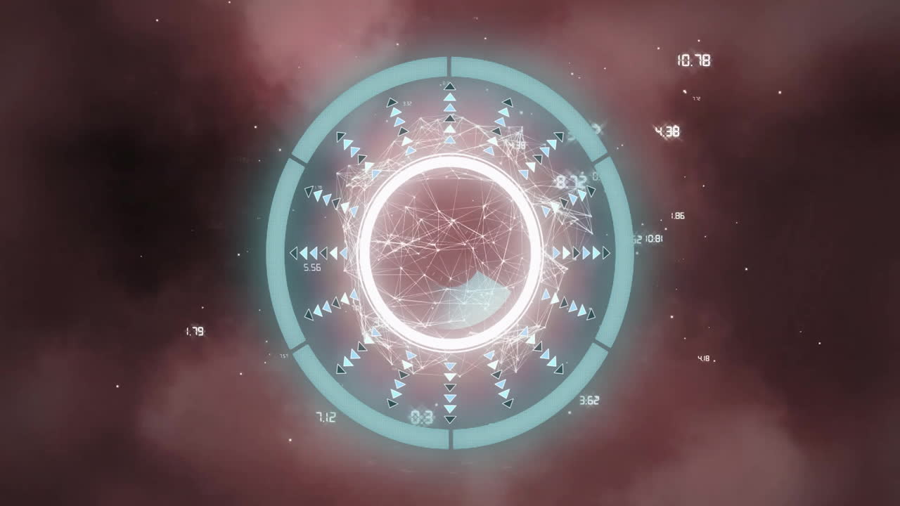 анимация сети соединений по всему миру и охвата на черном фоне