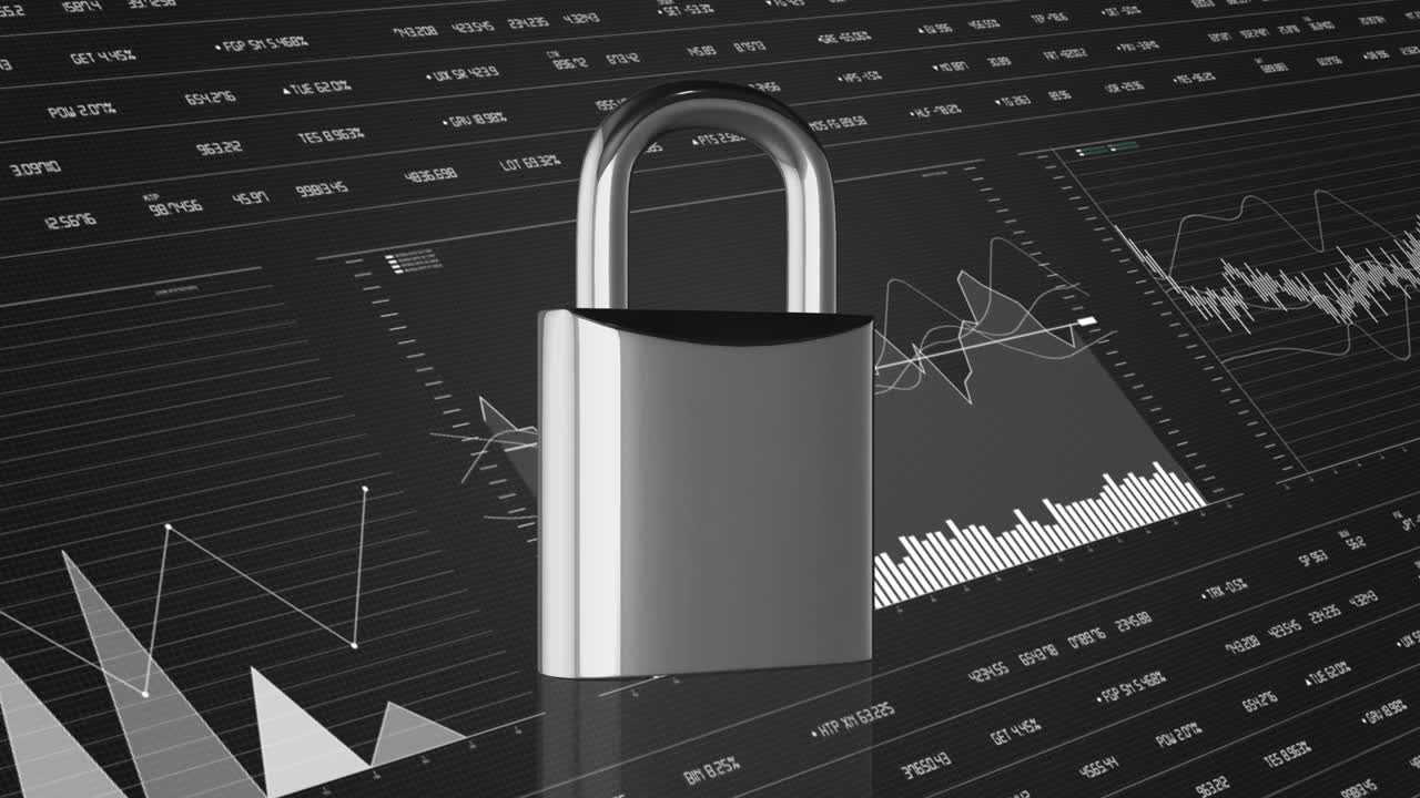 데이터 보호, 디지털 보안, 그래프 다이어그램으로 애니메이션