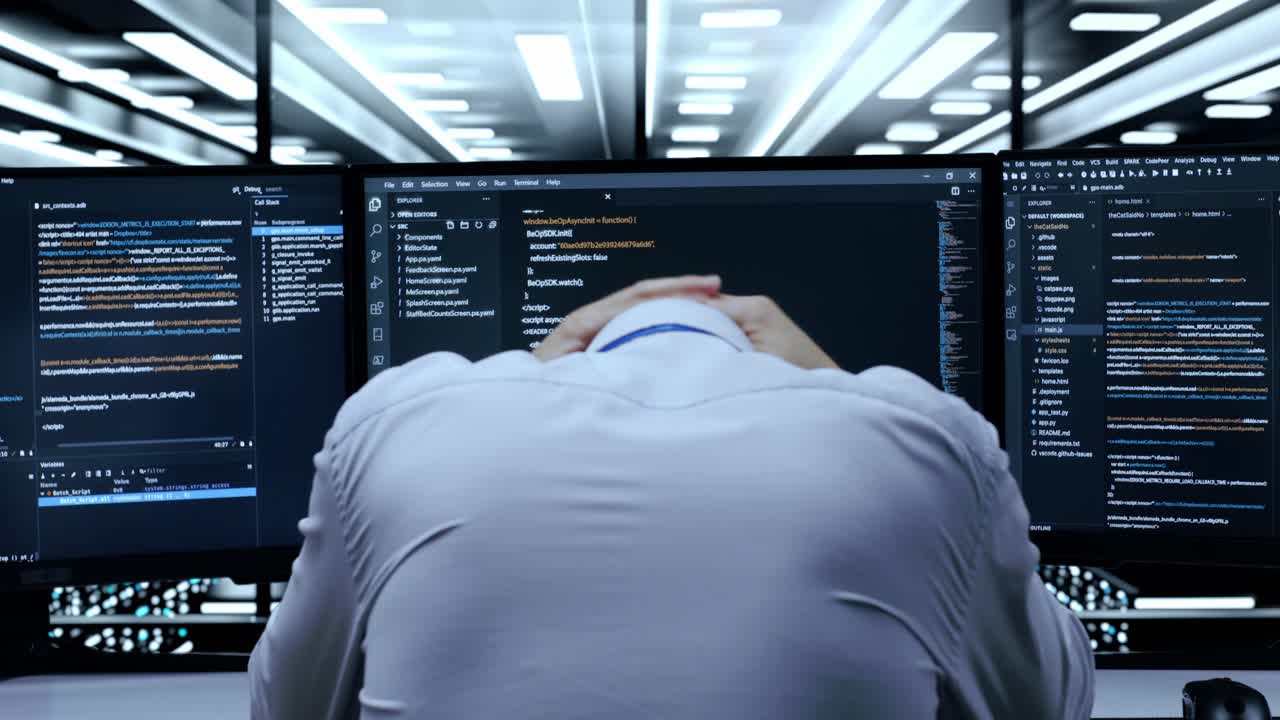 Stressed Programmer in Server Room