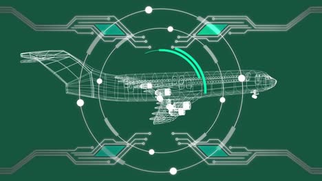 animación de un dibujo técnico 3d de un modelo de avión