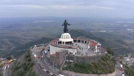 aerial: cristo rey, trip guanajuato, mexico, drone view