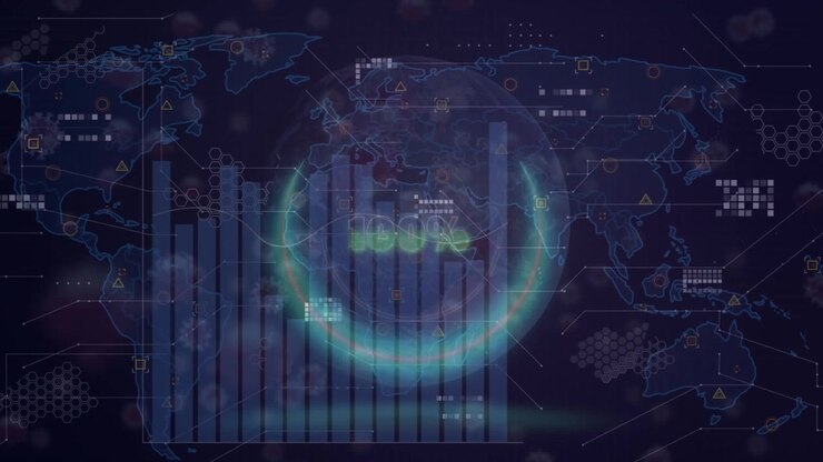 Dashboard animating, globe emerging and starting arc expanding while nodes appearing, showing 100%
