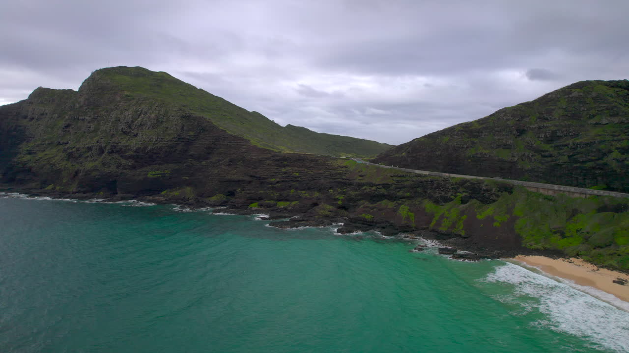 Aerial view of Makapu'u Lookout and Makapu'u Beach on Oahu Hawaii