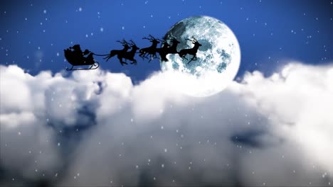papá noel volando por el cielo
