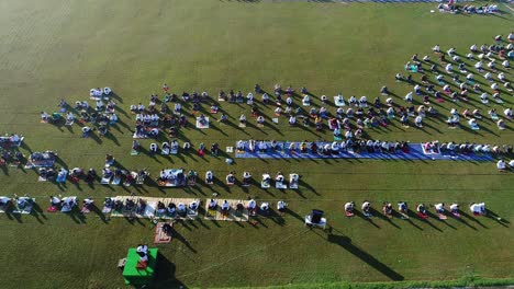 aerial shot sholat eid with social distancing