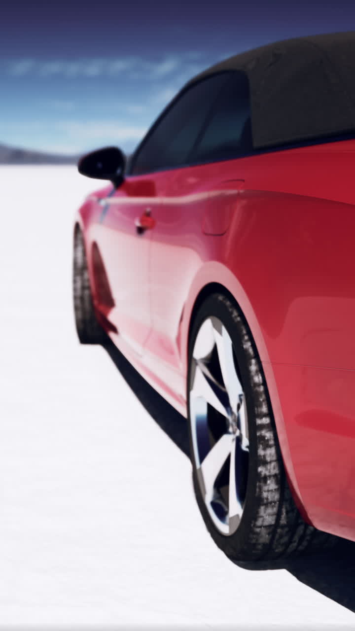 Red Audi Convertible Driving in the Desert
