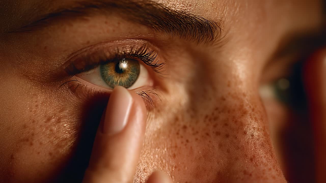 Intimate Close-Up of a Person's Eye, Capturing the Unique Patterns of Freckles and Lifelike Details, Highlighting the Beauty and Intricacies of the Human Gaze