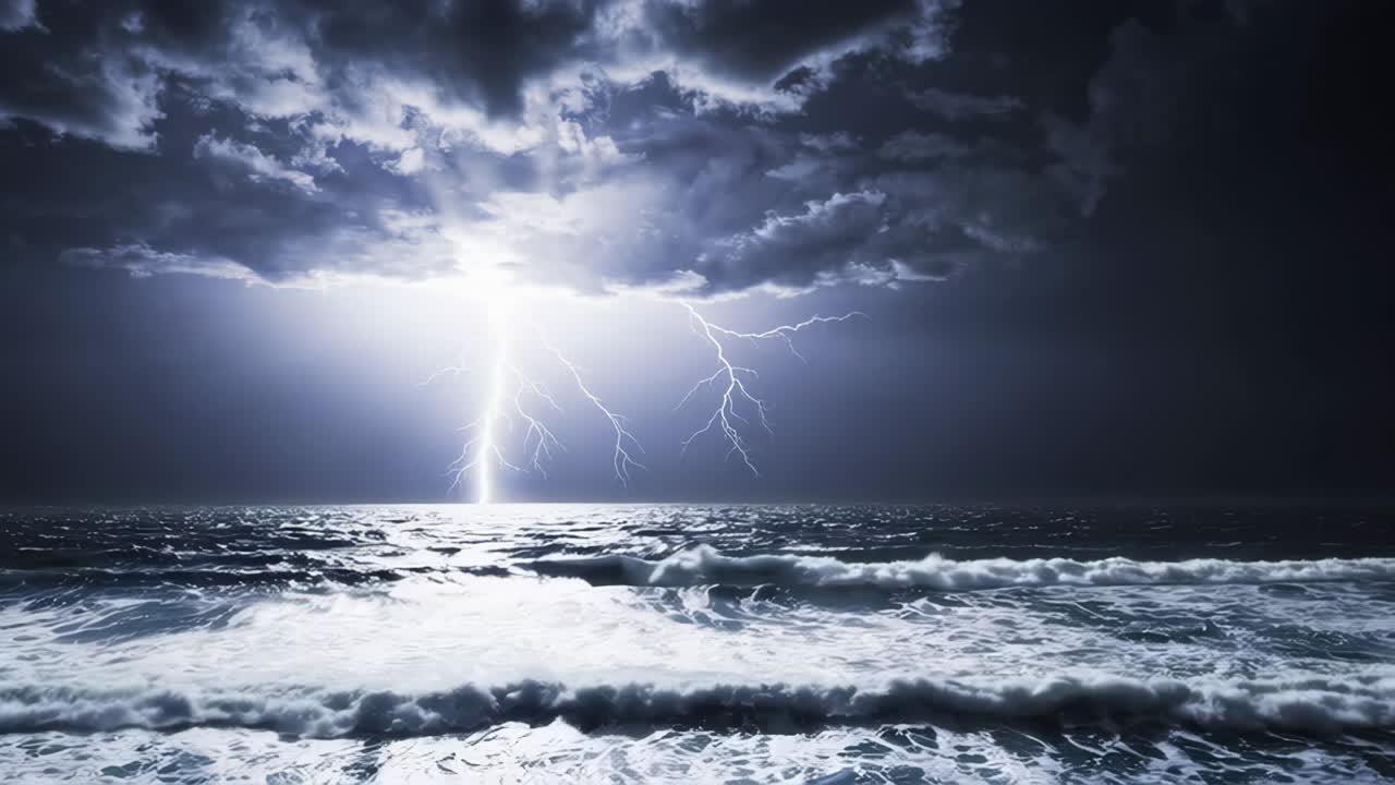 Stormy Ocean at Night