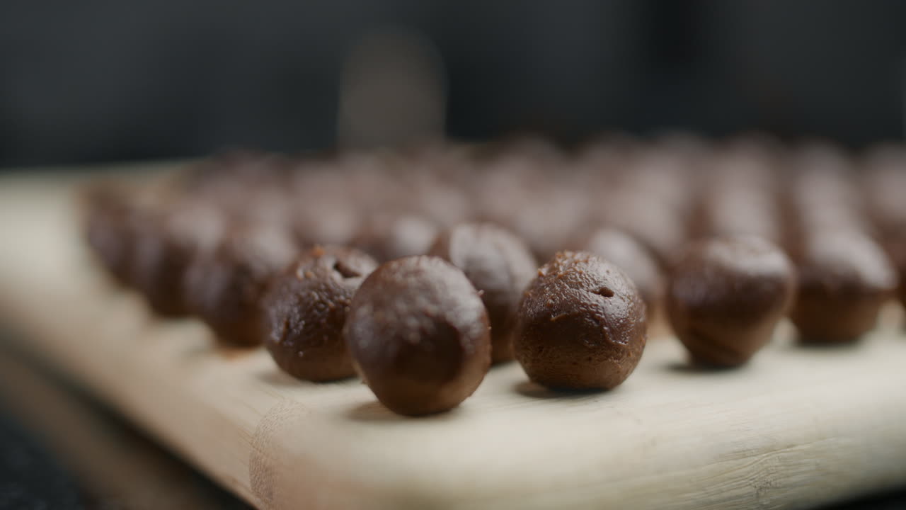 Chocolate Truffles Being Prepared