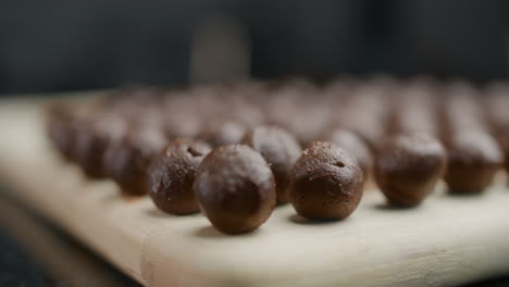 chocolate truffles being prepared