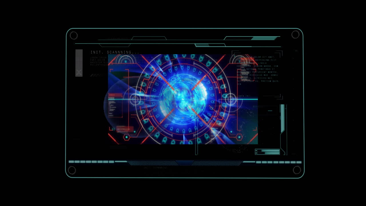 스크린에서 디지털 데이터 처리의 애니메이션