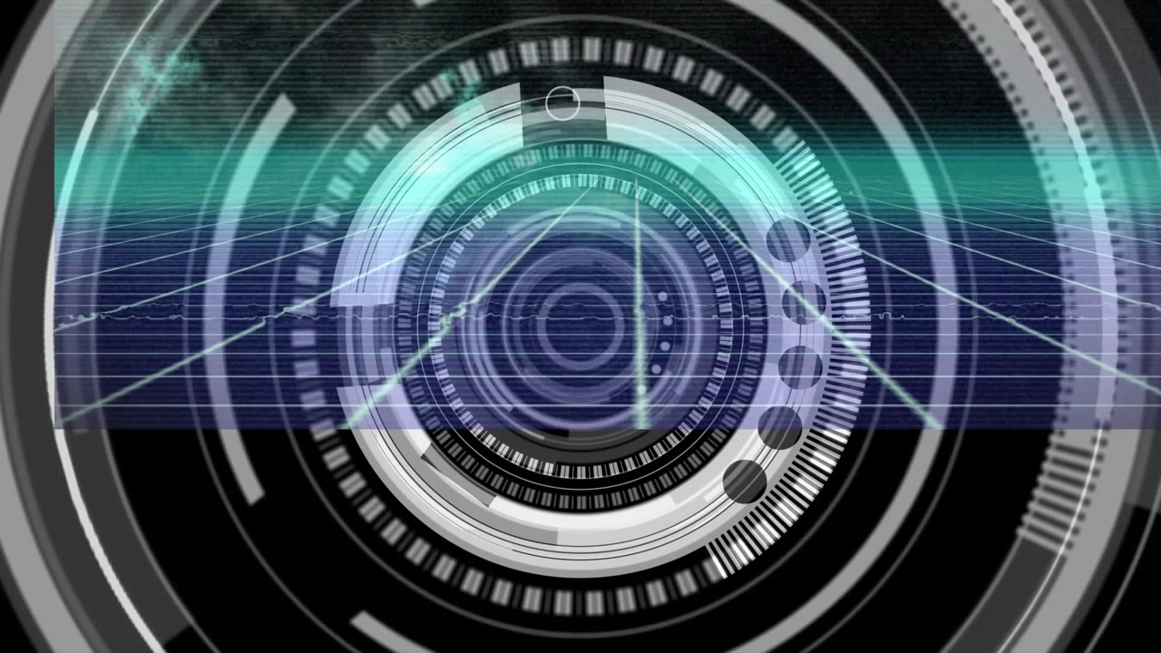 Futuristic Digital HUD Interface with Scanning Grid Background