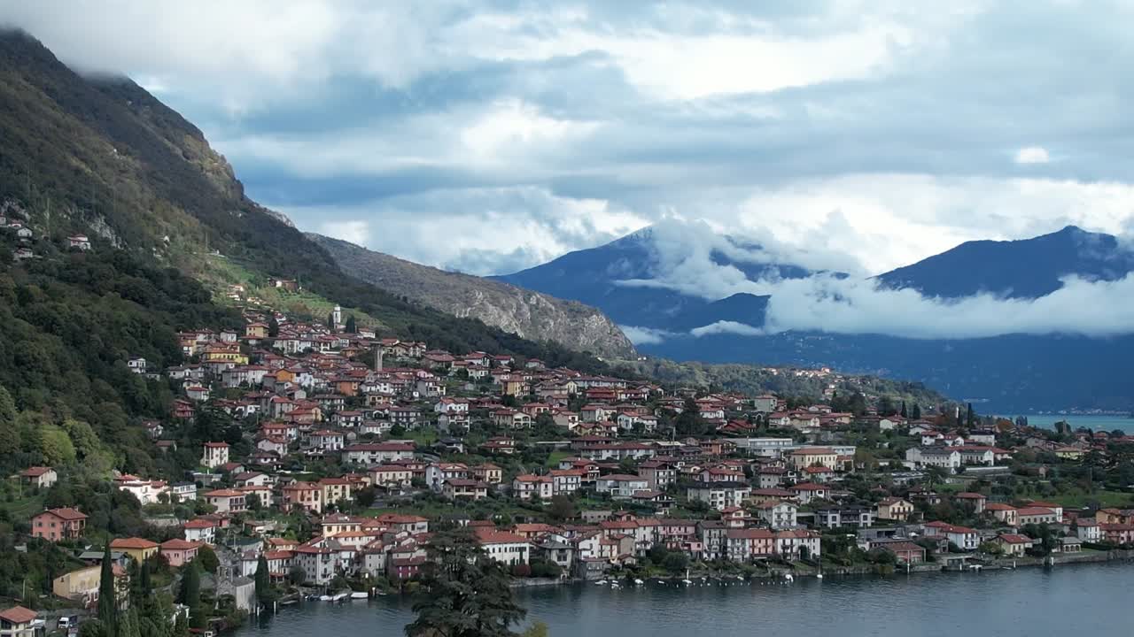 Scenic aerial view of a charming Italian village in the Alps