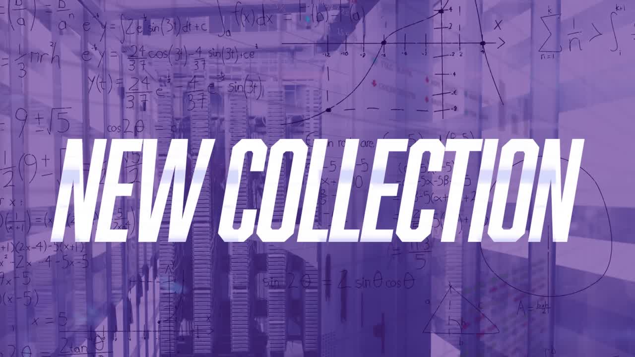 animación del nuevo texto de la colección con ecuaciones matemáticas y procesamiento de datos a través de la sala de servidores.